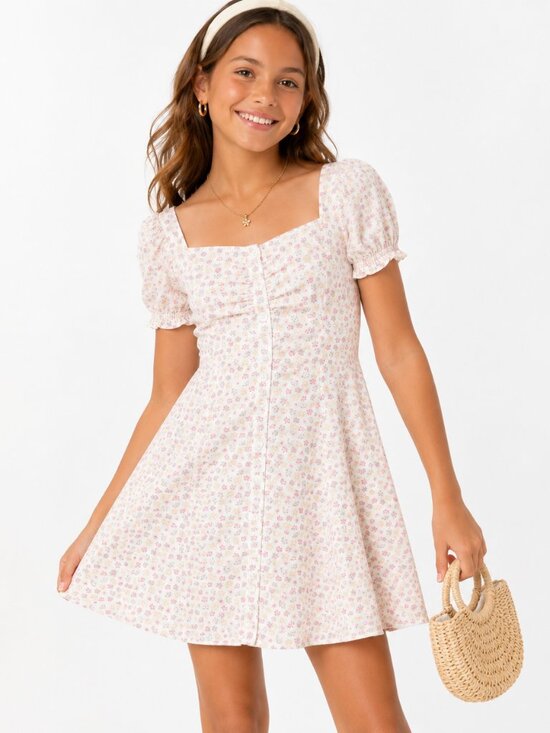 Cat & Jack Other - NWT Cat & Jack Girls Floral Button Front Mini Dress With Pockets L 10/12